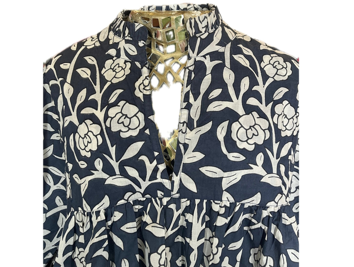 Chloe Top-Blue/White