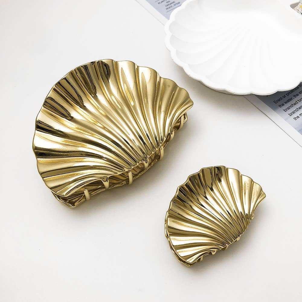 Large Seashell Hair Claw Clip - Gold