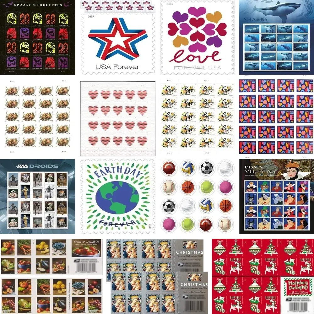 100-Pack: Mystery Forever Postage Stamps