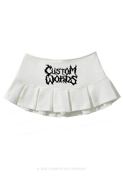 Custom Text Punk Font Y2K Mini Pleated Skirts Cherrykitten