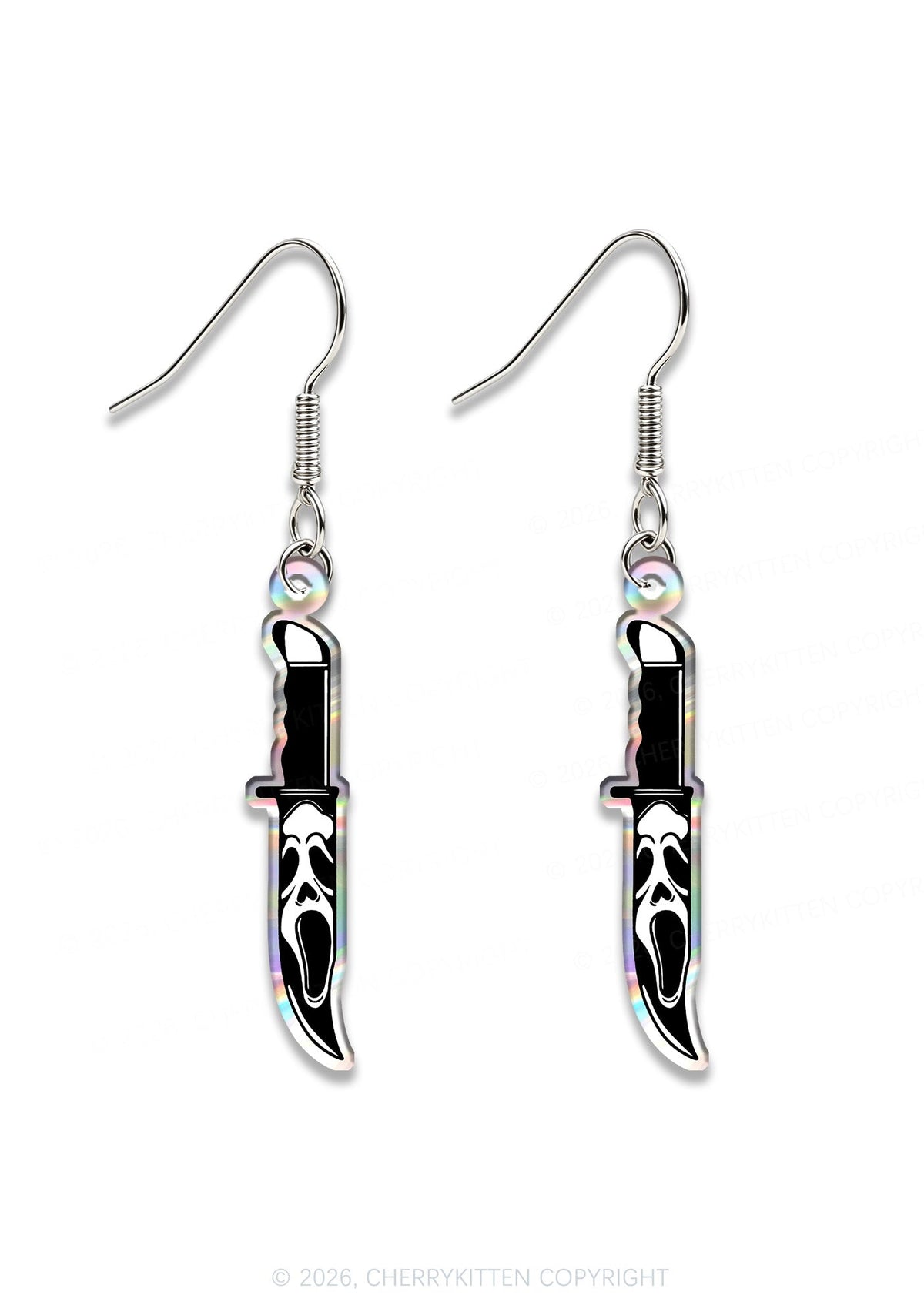 Halloween Skeleton Knife Y2K Acrylic Earrings Cherrykitten