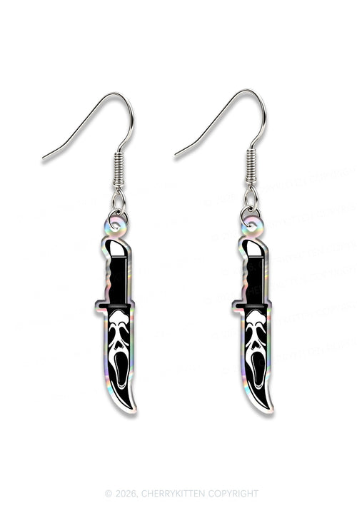 Halloween Skeleton Knife Y2K Acrylic Earrings Cherrykitten
