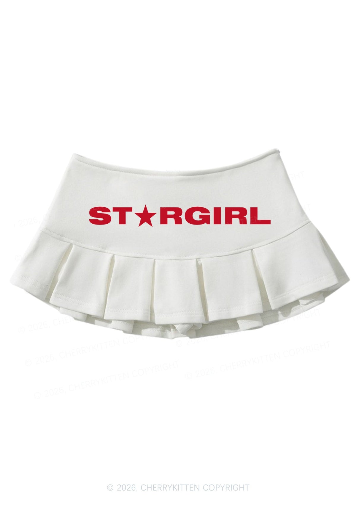 Red Stargirl Y2K Mini Pleated Skirts Cherrykitten