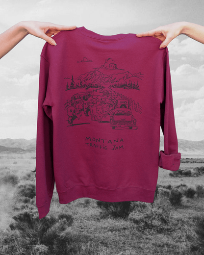 "Montana Traffic Jam" Pullover in Maroon