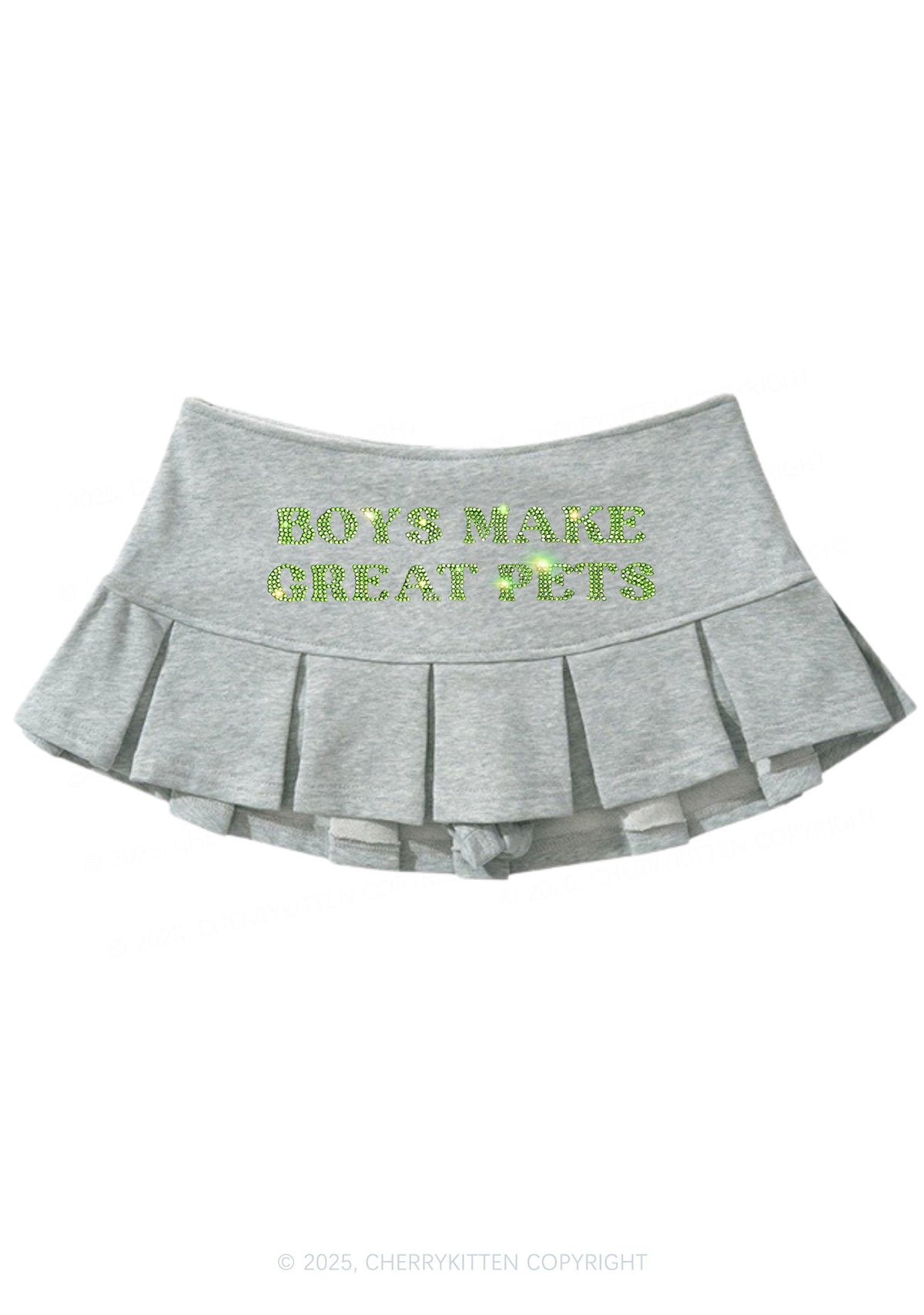 Rhinestone Boys Make Great Pets Y2K Mini Pleated Skirts Cherrykitten