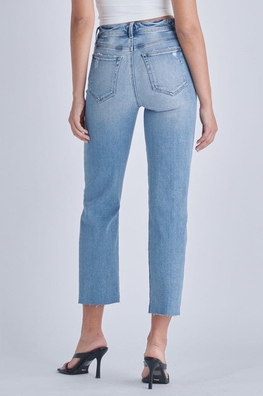 Tracey 27" - Medium Wash - Button Fly - Straight Stretch - High Rise