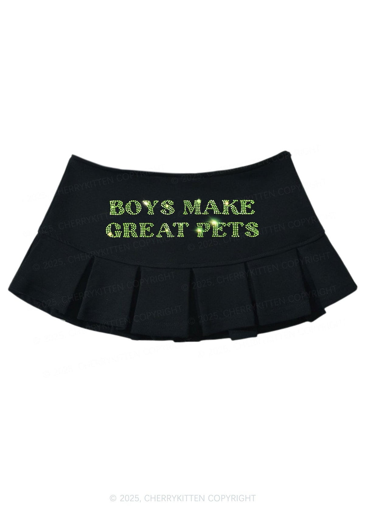 Rhinestone Boys Make Great Pets Y2K Mini Pleated Skirts Cherrykitten