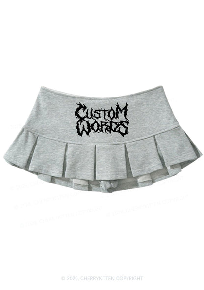 Custom Text Punk Font Y2K Mini Pleated Skirts Cherrykitten