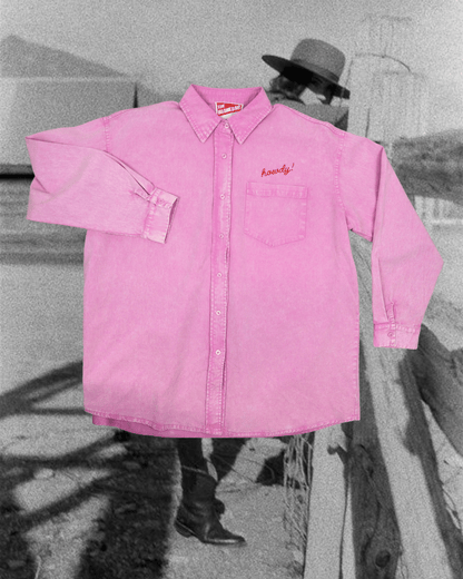 "Howdy!" Button Up in Pink