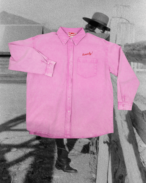 "Howdy!" Button Up in Pink