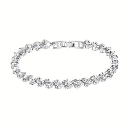 18K Golden Plated Stainless Steel Bracelet with Rhinestone Embellishments