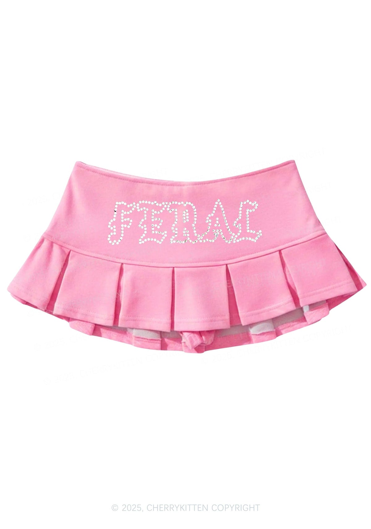 Rhinestone Feral Y2K Mini Pleated Skirts Cherrykitten