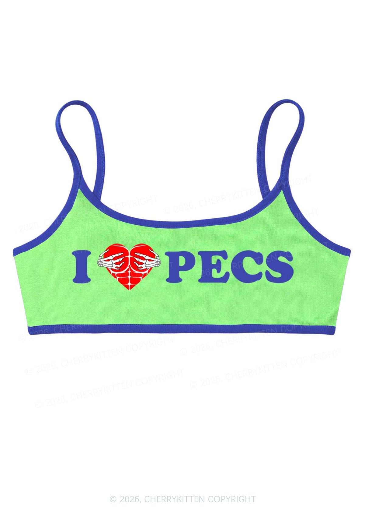 I Love Pecs Y2K Super Crop Cami Cherrykitten