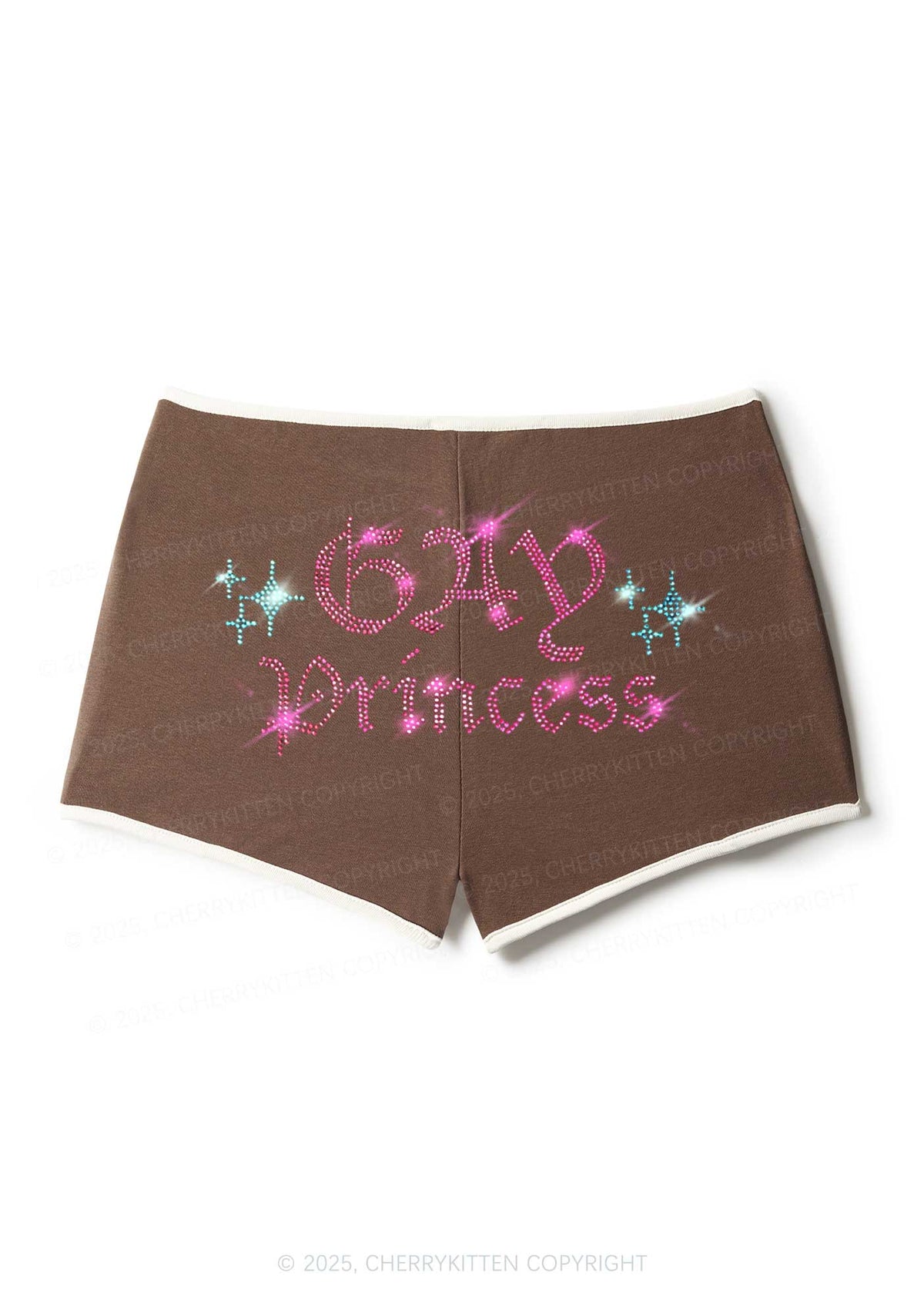 Rhinestone Gay Princess Pride Y2K Booty Shorts Cherrykitten