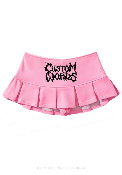 Custom Text Punk Font Y2K Mini Pleated Skirts Cherrykitten