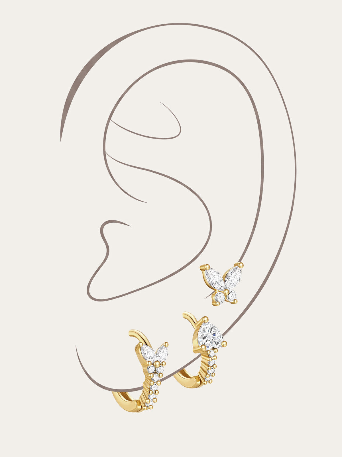 KOSINER 925 Sterling Silver Multi-Style Butterfly Flower Earring Set