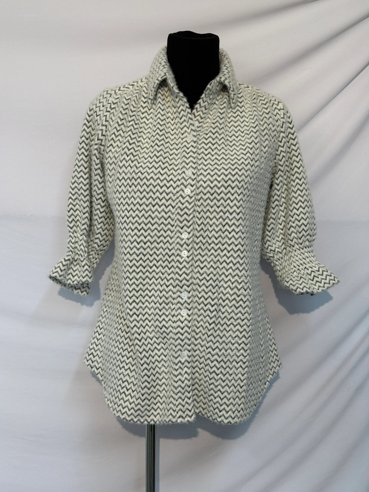 Chevron Knit Button Down Blouse