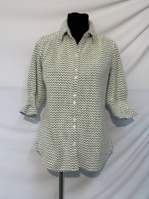 Chevron Knit Button Down Blouse