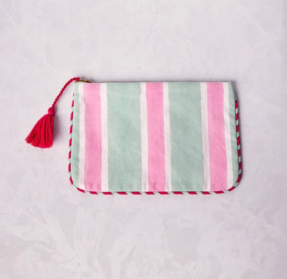 Mahjong Menagerie Canvas Pouch- Pale Jade
