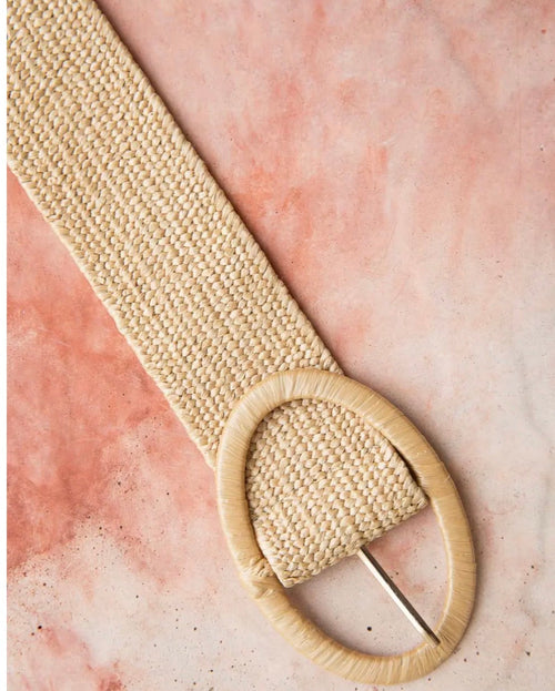 Raffia Oval Buckle Belt