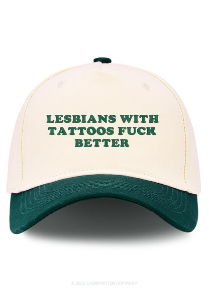 Embroidered Lesbians With Tattoos Pride Y2K Color Block Baseball Cap Cherrykitten