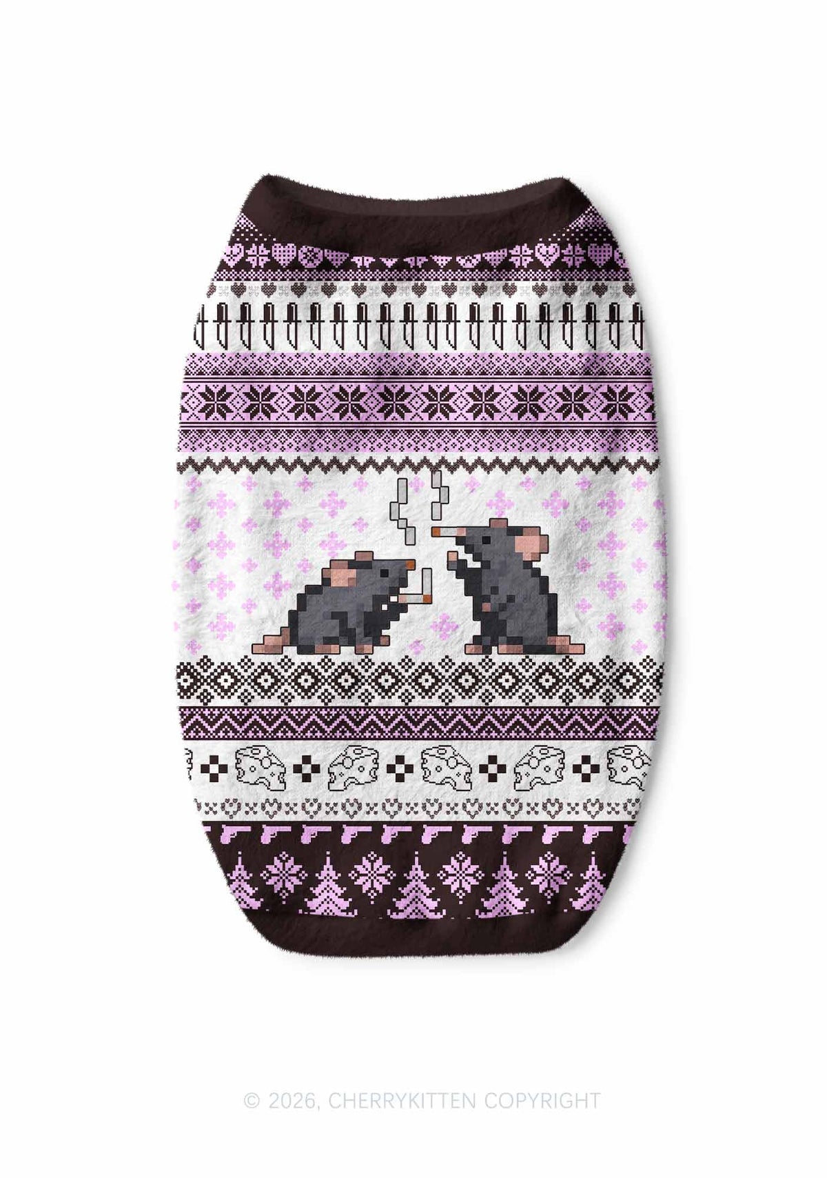 Pixel Smoking Rats Y2K Pet Knit Sweatshirt Cherrykitten