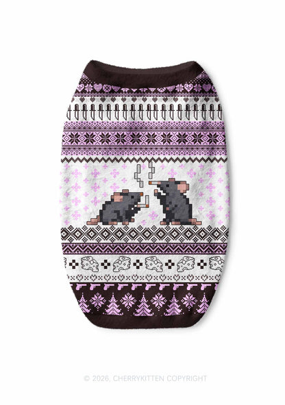 Pixel Smoking Rats Y2K Pet Knit Sweatshirt Cherrykitten