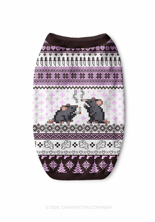 Pixel Smoking Rats Y2K Pet Knit Sweatshirt Cherrykitten