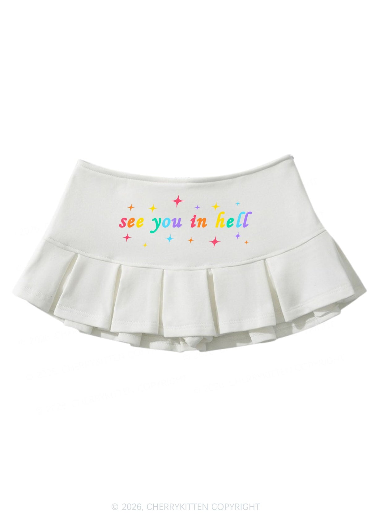 See You In Hell Pride Y2K Mini Pleated Skirts Cherrykitten