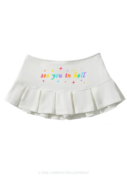 See You In Hell Pride Y2K Mini Pleated Skirts Cherrykitten