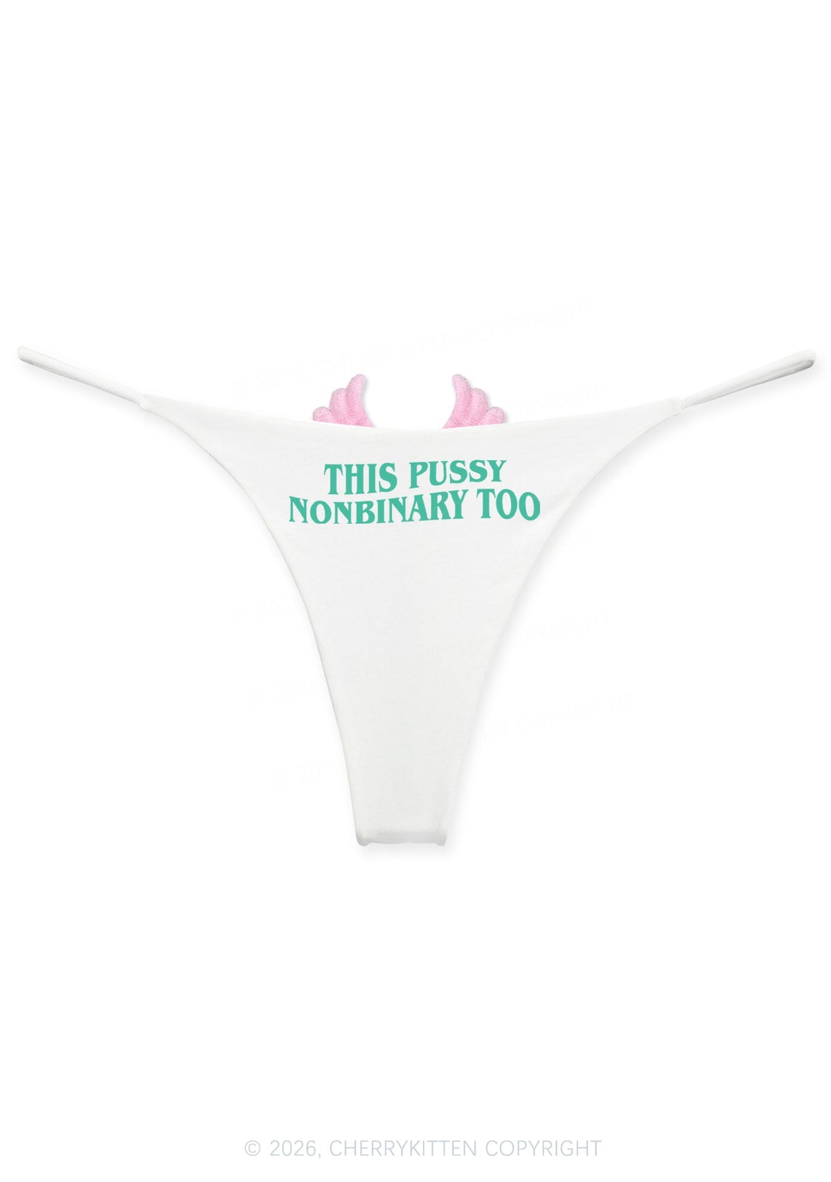 This Puxxy Nonbinary Too Y2K Goth Angel Wings Bikini String Thong Cherrykitten