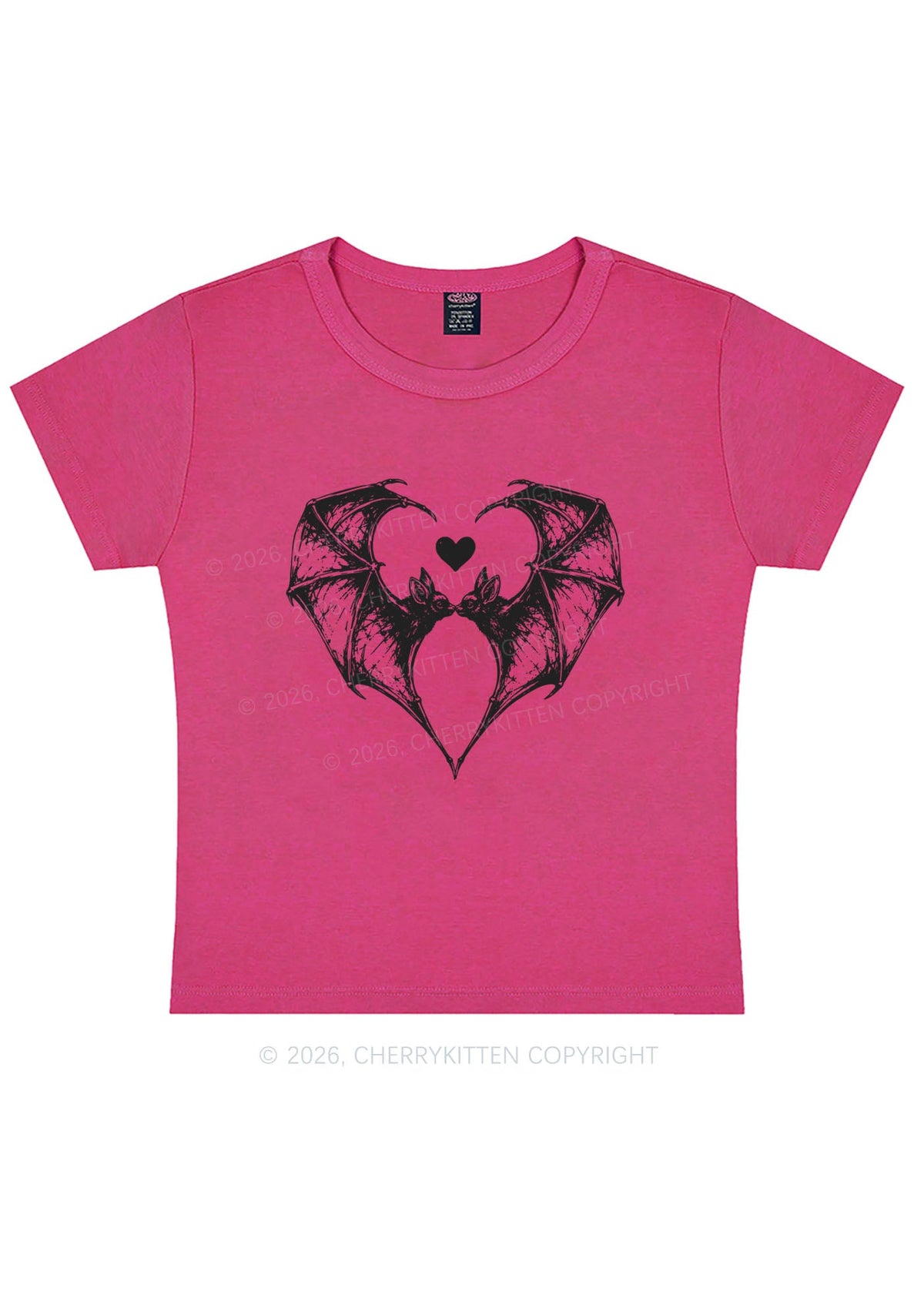Halloween Bat Heart Y2K Baby Tee Cherrykitten