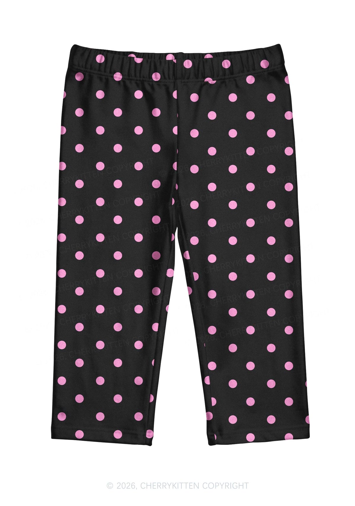 Hot Pink Dots On Black Y2K Print Capri Pants Cherrykitten