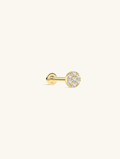 KOSINER 14K Solid Gold 3.8MM Classic Round Flat Back Stud