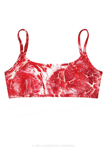 Beef Steak Texture Y2K Print Super Crop Cami Cherrykitten
