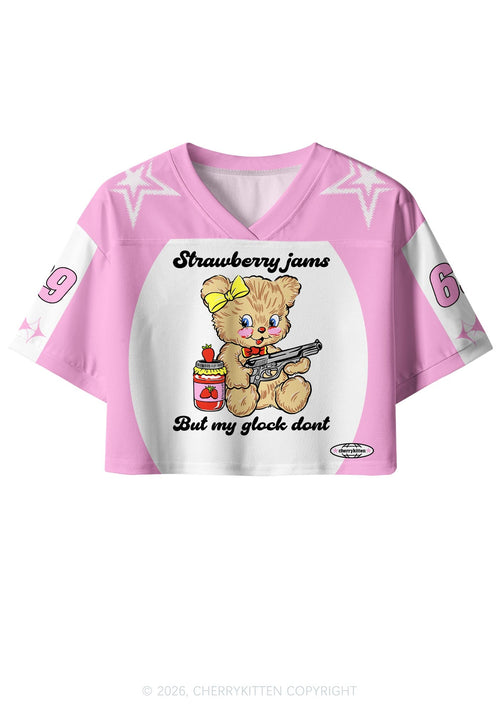 Strawberry Jams Bear Y2K Crop Sport Jersey Shirts Cherrykitten