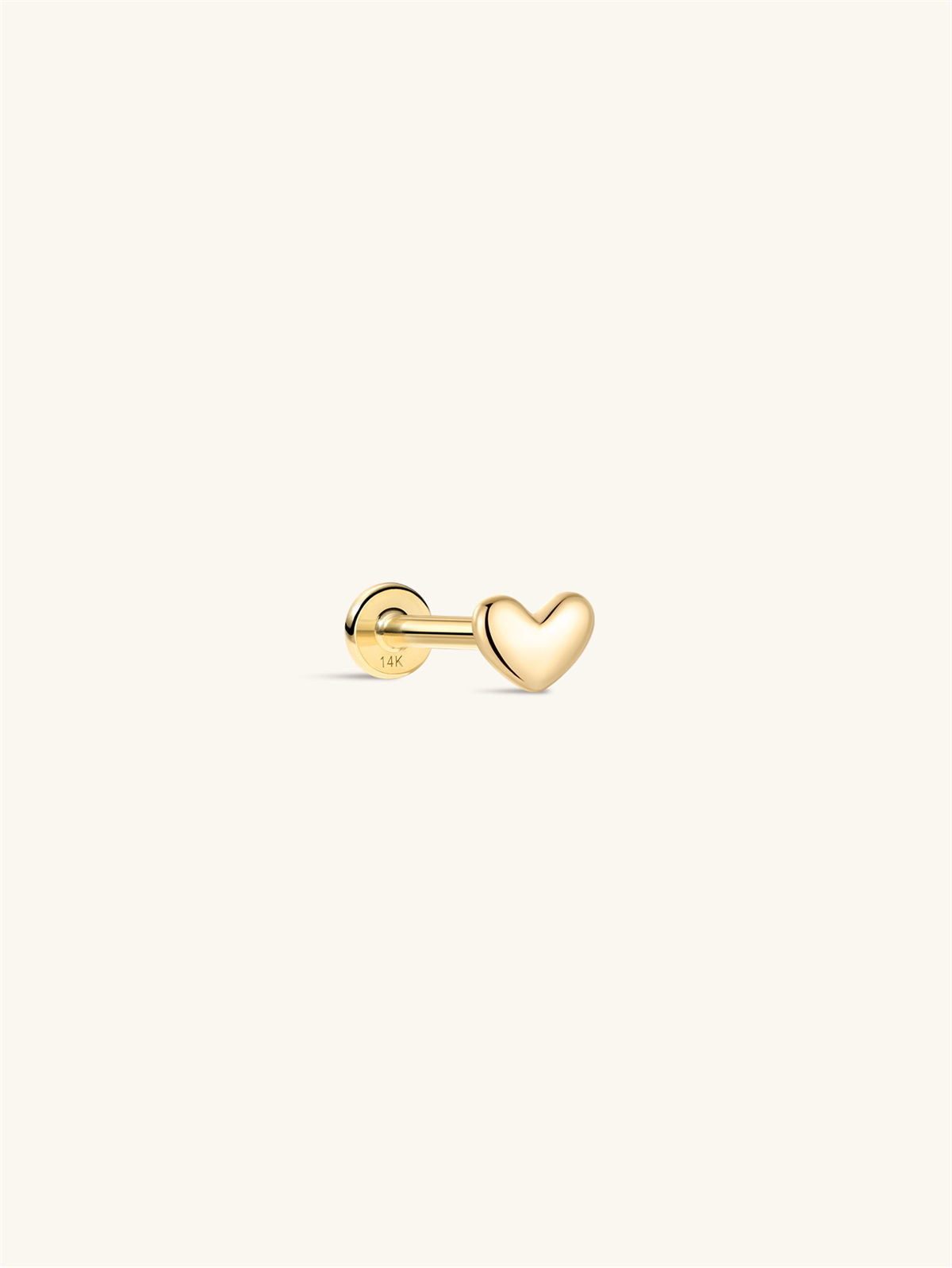 KOSINER 14K Solid Gold Dainty SweetHeart Flat Back Stud