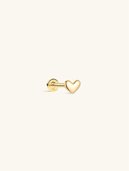 KOSINER 14K Solid Gold Dainty SweetHeart Flat Back Stud