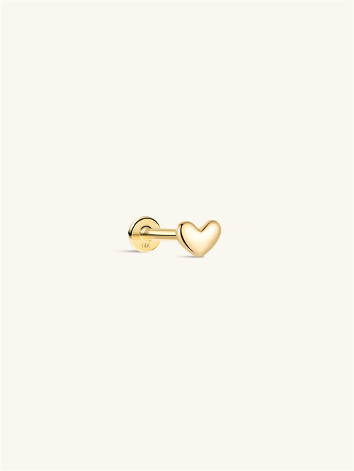 KOSINER 14K Solid Gold Dainty SweetHeart Flat Back Stud