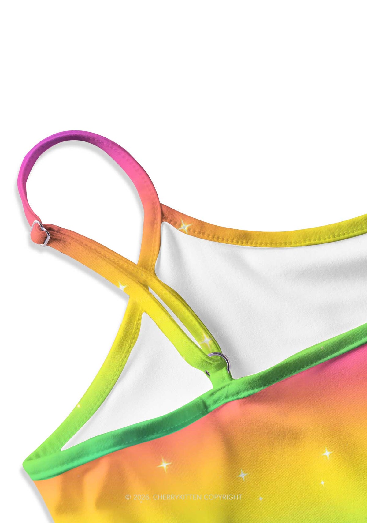 Rainbow Faggot Pride Y2K Print Slip Dress Cherrykitten