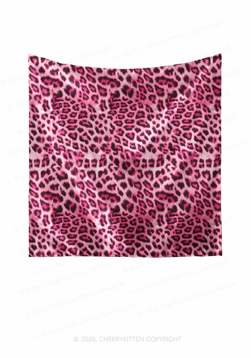 Pink Leopard Y2K Print Square Bandana Cherrykitten