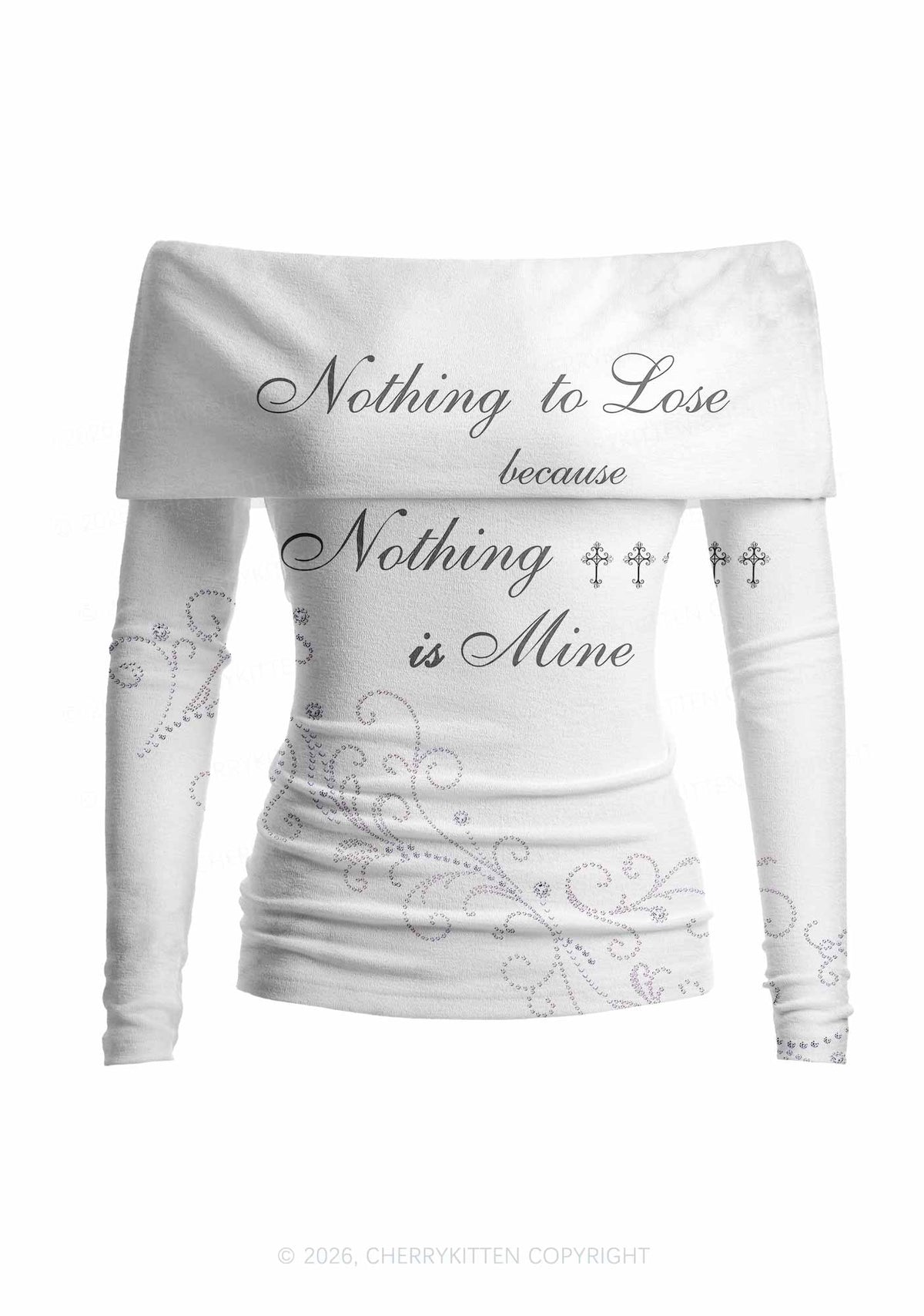 Nothing Is Mine Y2K Off Shoulder Fold Over Knit Top Cherrykitten