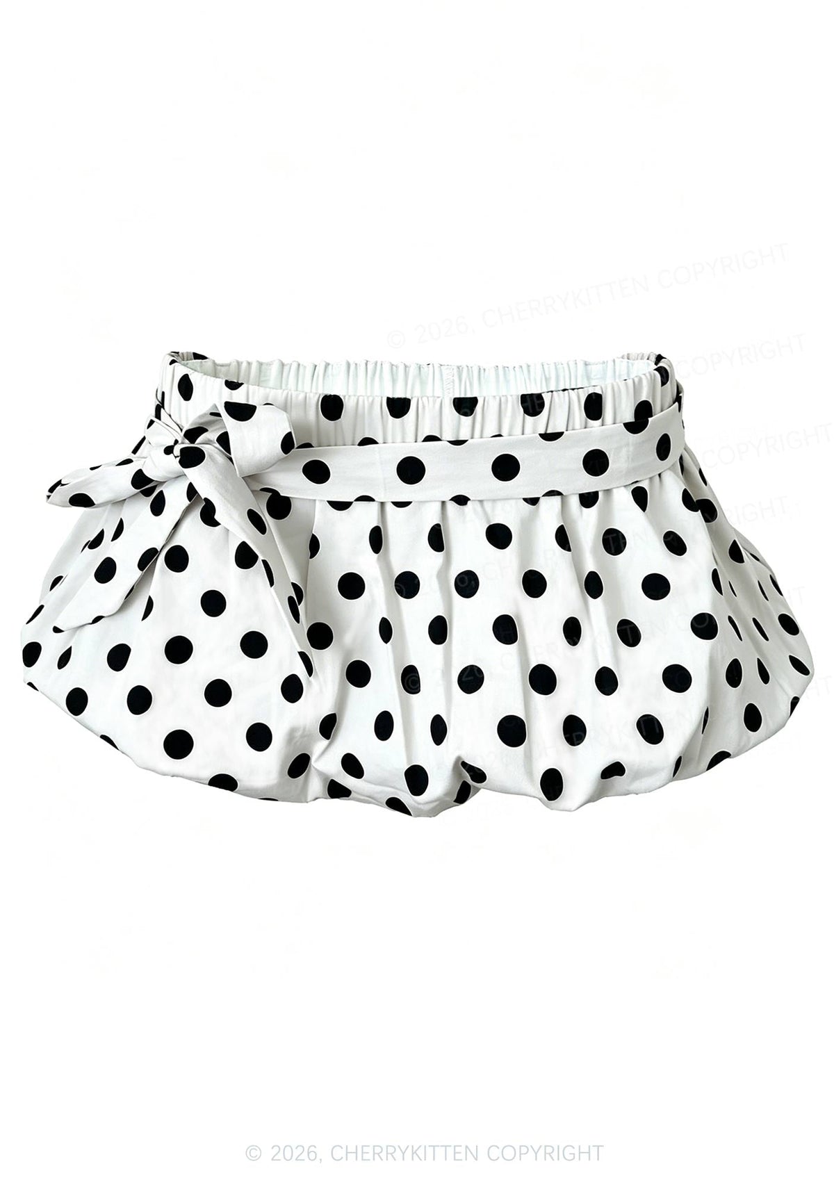 Y2K White Polka Dot Bubble Mini Skirt Cherrykitten