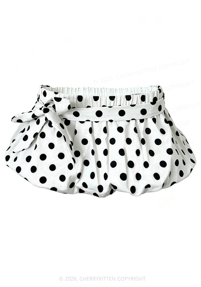 Y2K White Polka Dot Bubble Mini Skirt Cherrykitten