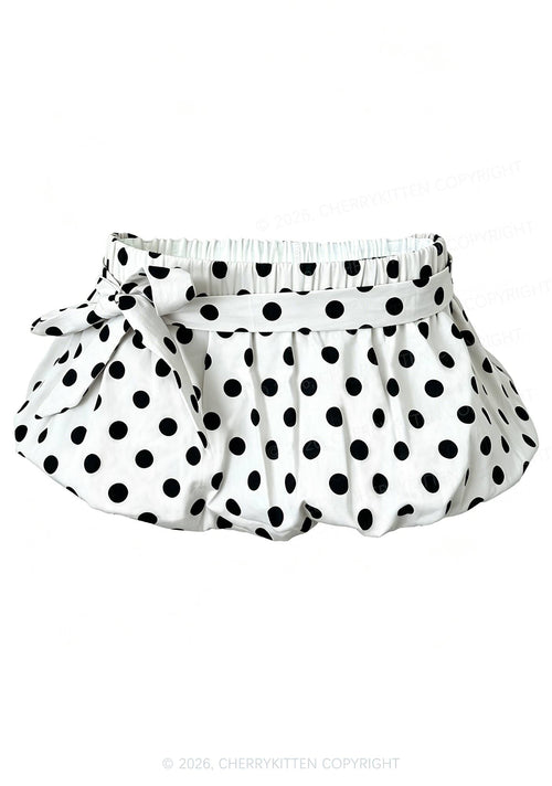 Y2K White Polka Dot Bubble Mini Skirt Cherrykitten