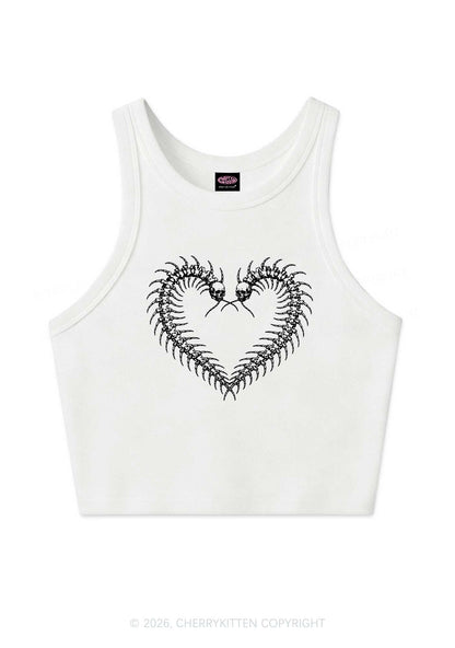 Halloween Centipede Heart Shape Y2K Crop Tank Top Cherrykitten