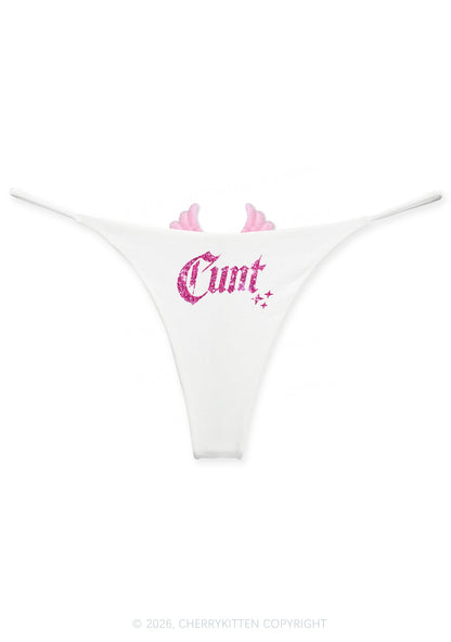 Glitter Special Cxxt Y2K Goth Angel Wings Bikini String Thong Cherrykitten