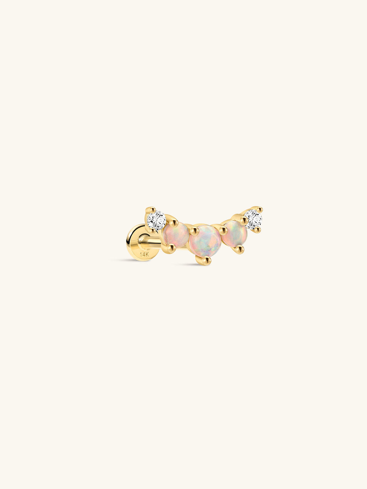 KOSINER 14K Solid Gold Elegant Opal Cluster Flat Back Stud