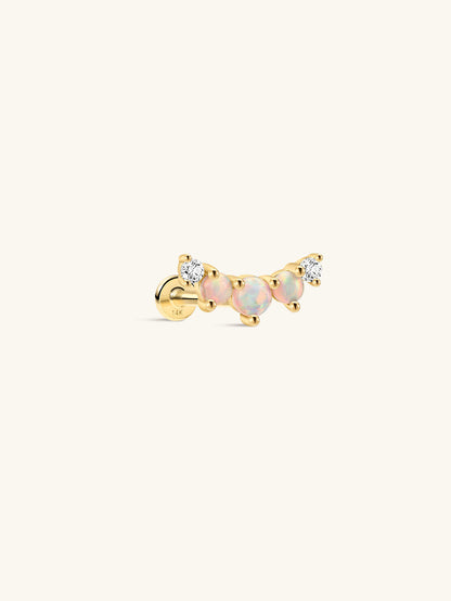 KOSINER 14K Solid Gold Elegant Opal Cluster Flat Back Stud
