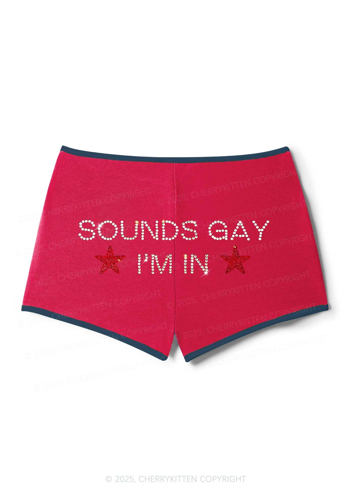 Rhinestone Sounds Gay Pride Y2K Booty Shorts Cherrykitten